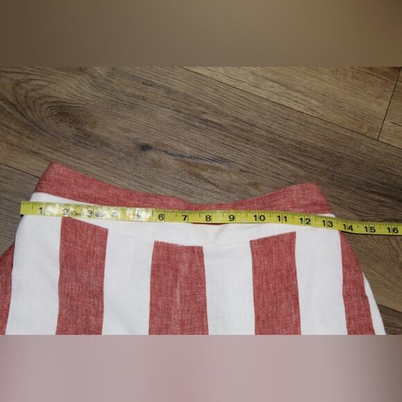 Madewell Huston Wide Leg Linen Crop Pants Red White Stripe Linen Pull-On Small - Picture 7 of 9